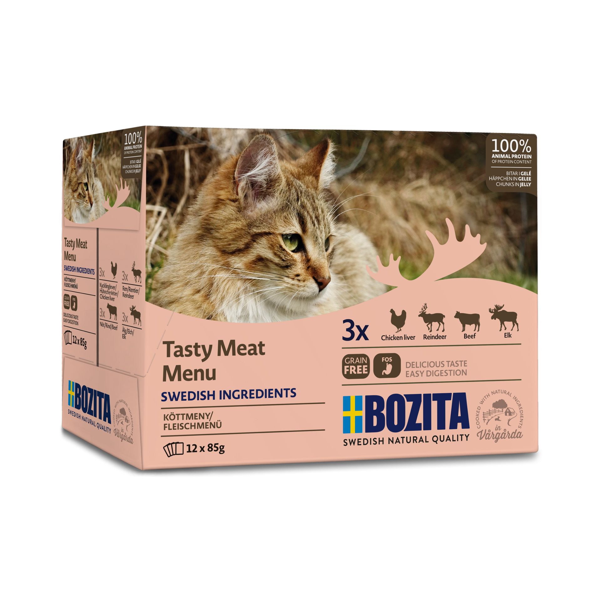 BOZITA Zestaw 12 saszetek: mięsne kawałki w galaretce 12x85g