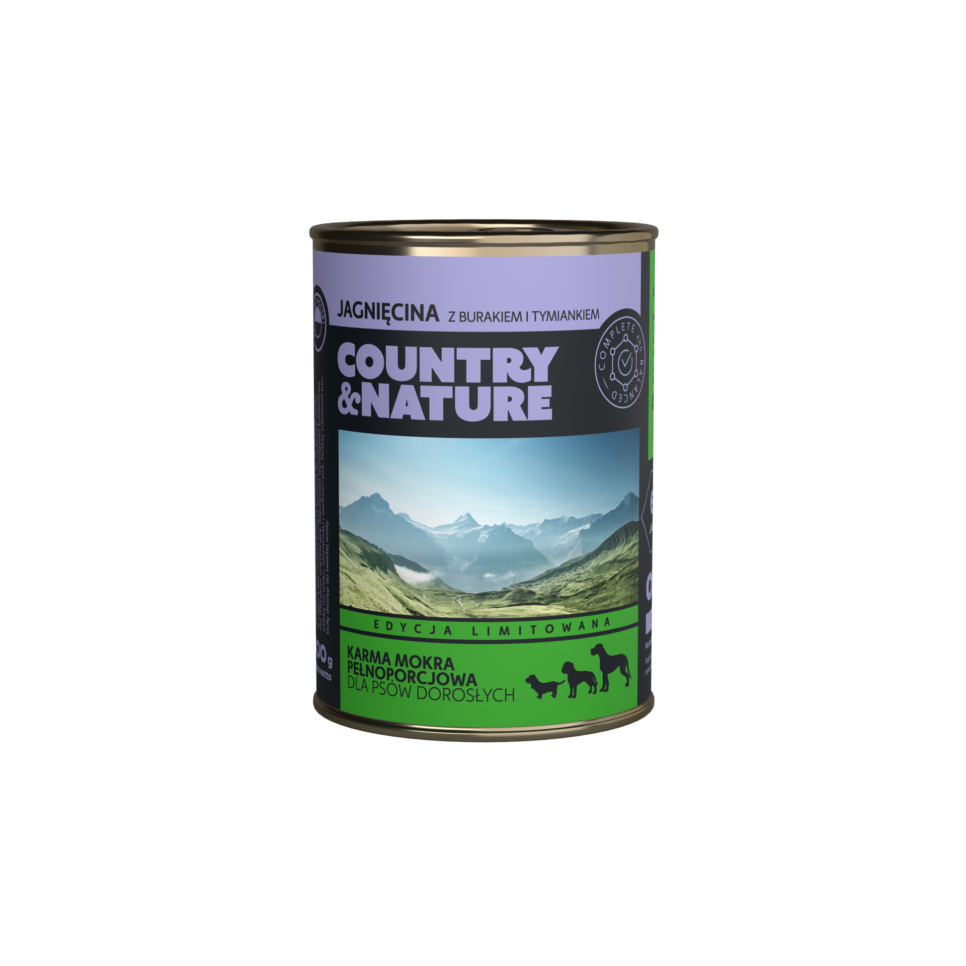 COUNTRY&NATURE Bezzbożowa mokra karma jagnięcina z burakiem i tymiankiem 400 g