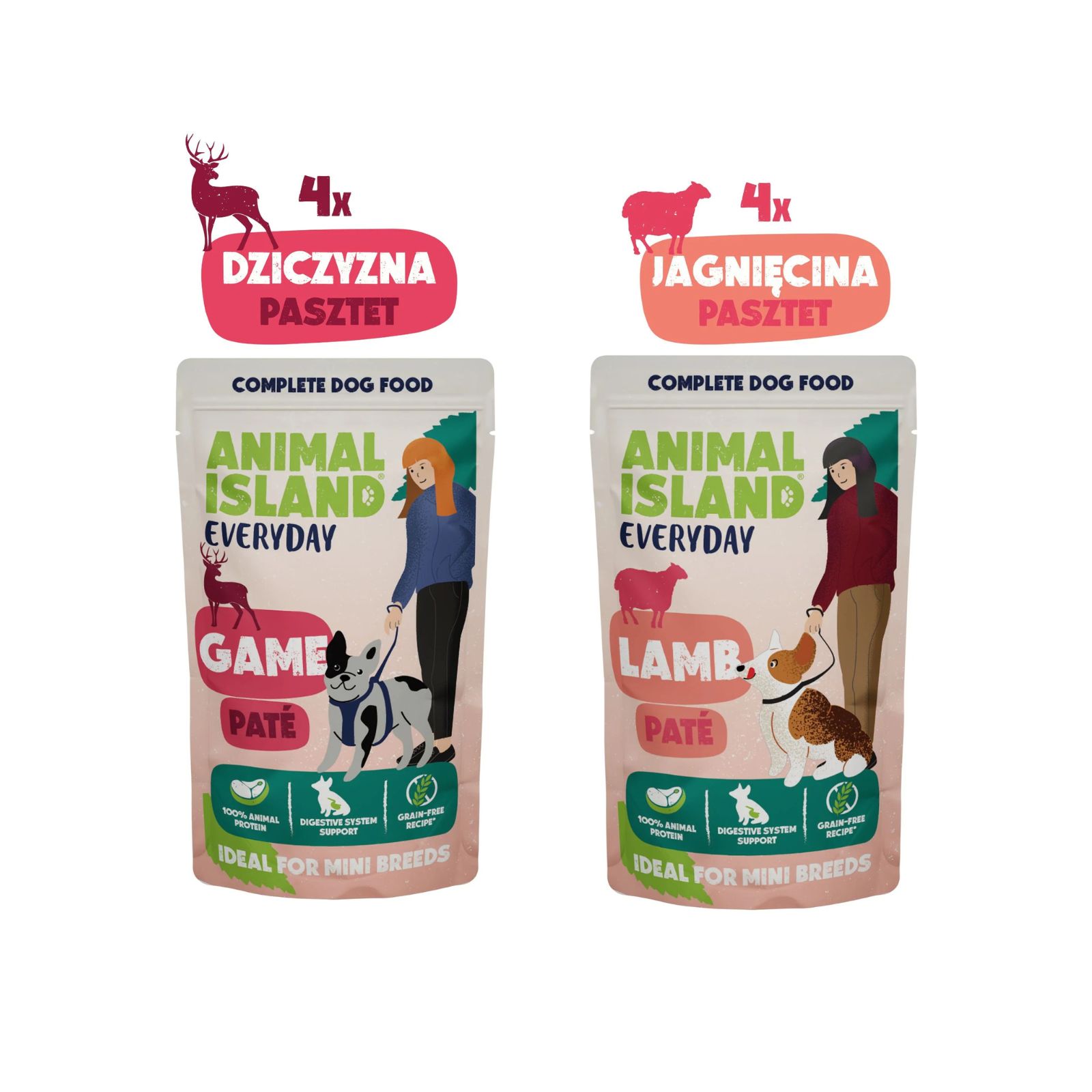 Animal Island Everyday Pate Zestaw pasztetów z dziczyzną (4x) i jagnięciną (4x) karma mokra dla psów małych ras 8x150g