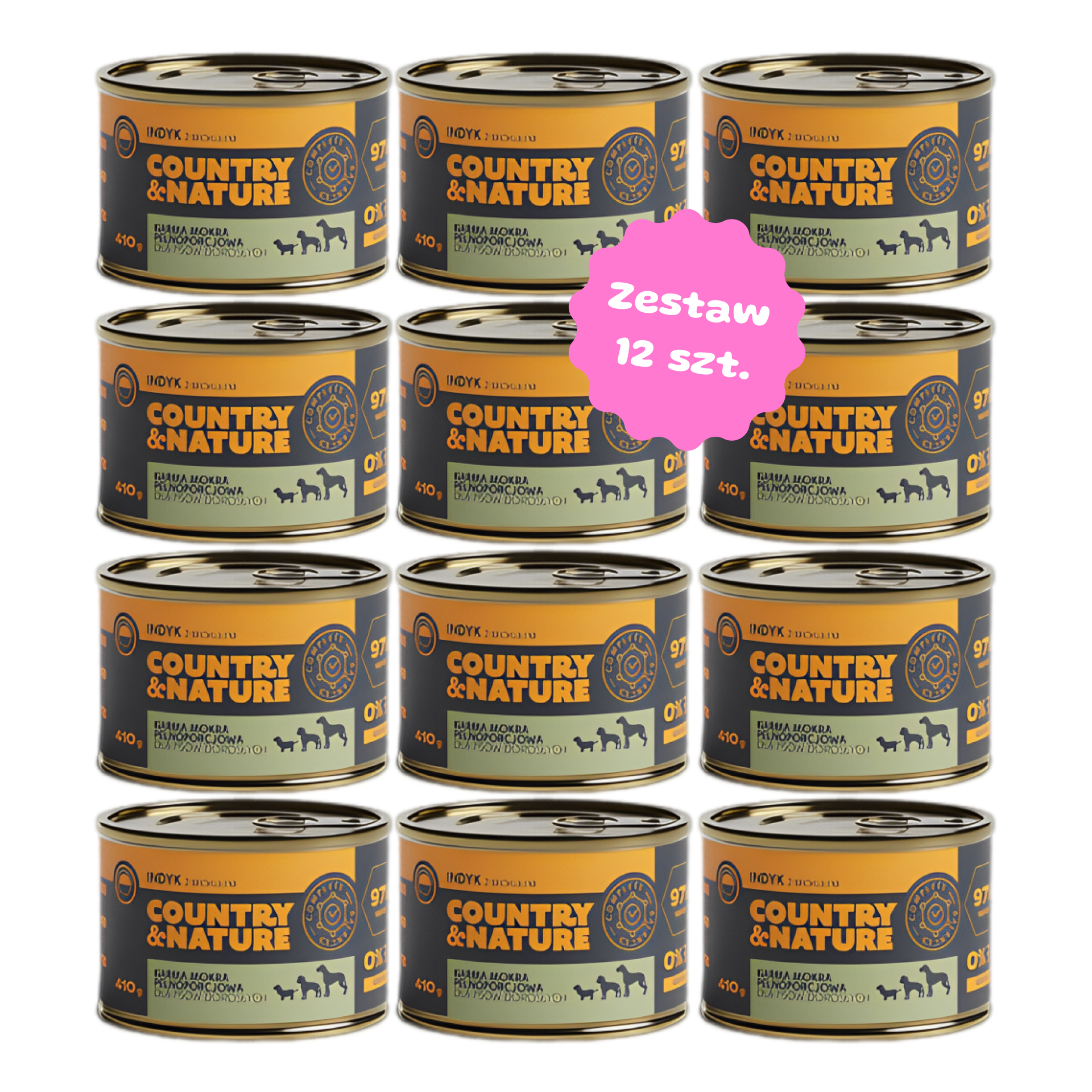 Zestaw 12 szt. puszek karmy mokrej - COUNTRY&NATURE Bezzbożowy indyk z brokułem - 12 szt. puszka 410g