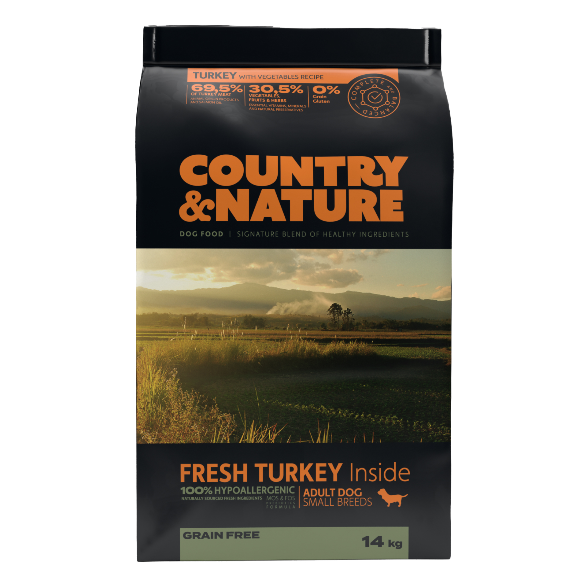 COUNTRY&NATURE Turkey with Vegetables Recipe, karma dla psów ras małych - indyk z warzywami 14kg