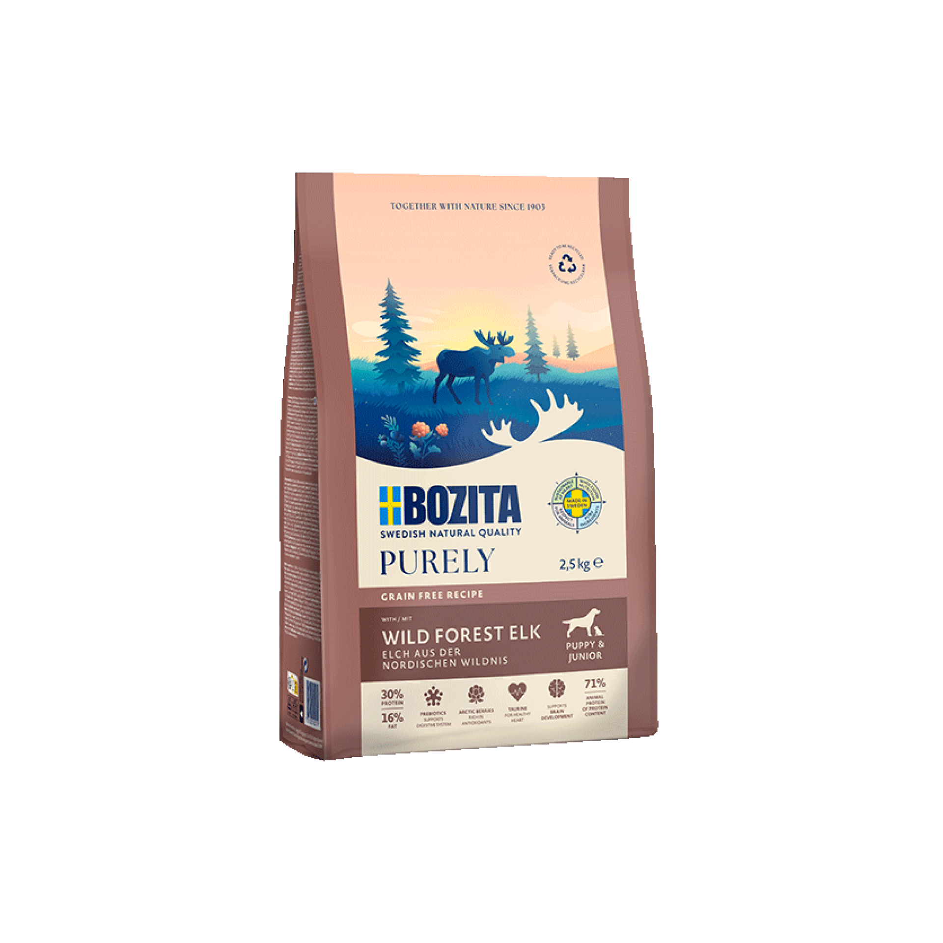 Bozita Purely Puppy & Junior bezzbożowa karma z łosiem i kurczakiem 2,5kg
