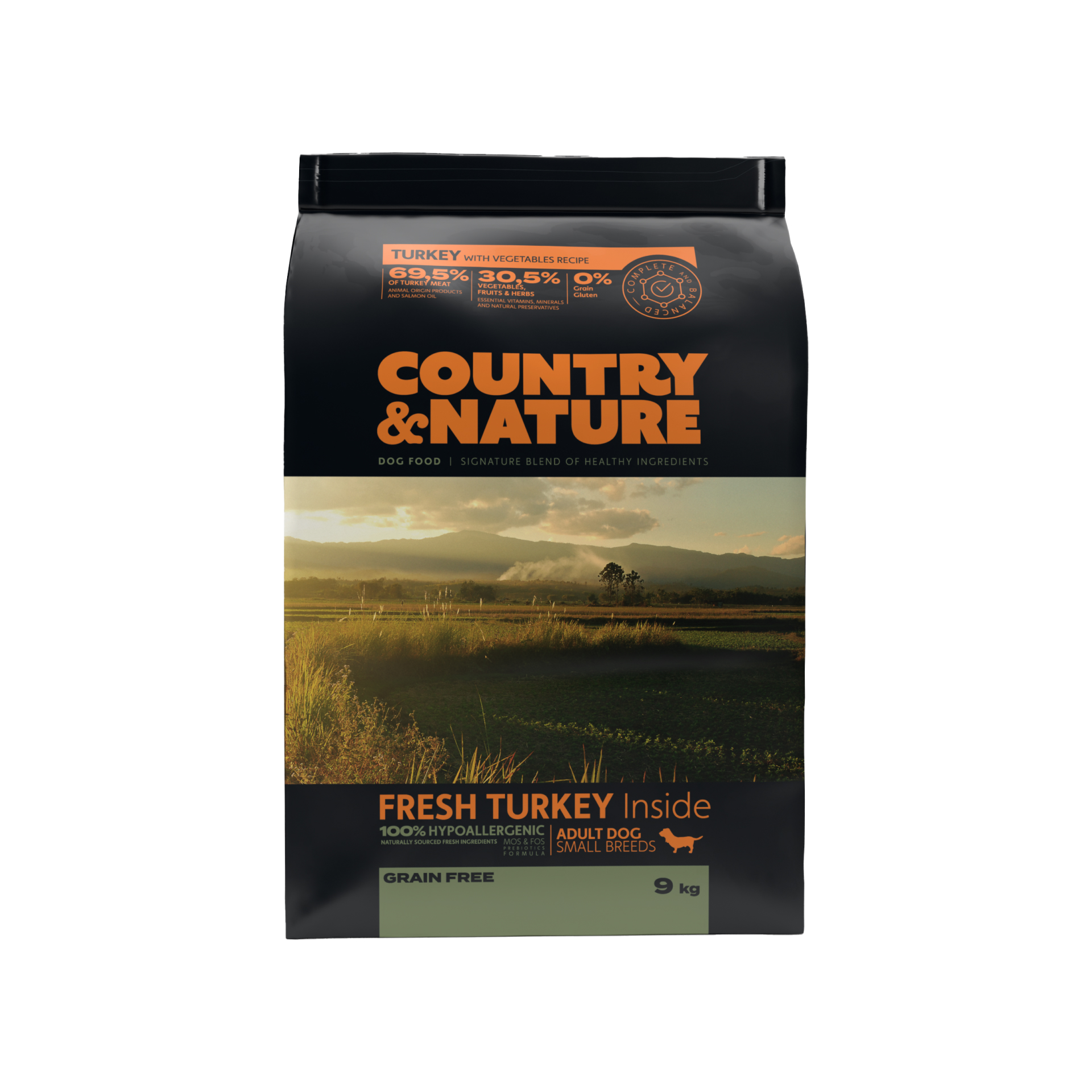 COUNTRY&NATURE Turkey with Vegetables Recipe, karma dla psów ras małych - indyk z warzywami 9kg