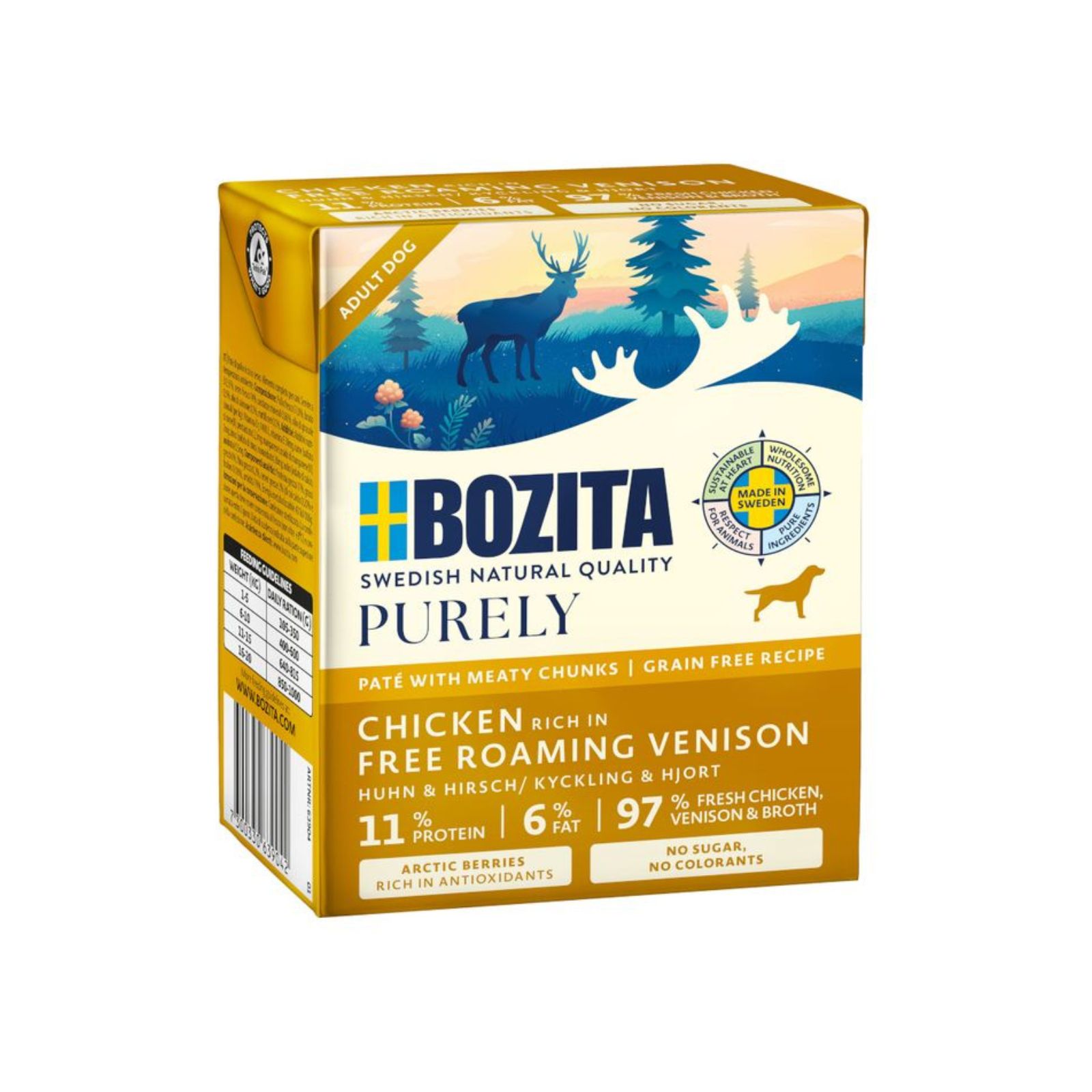 BOZITA Purely Paté pasztecik dla psa z kurczakiem i dziczyzną Tetra Recart 370g