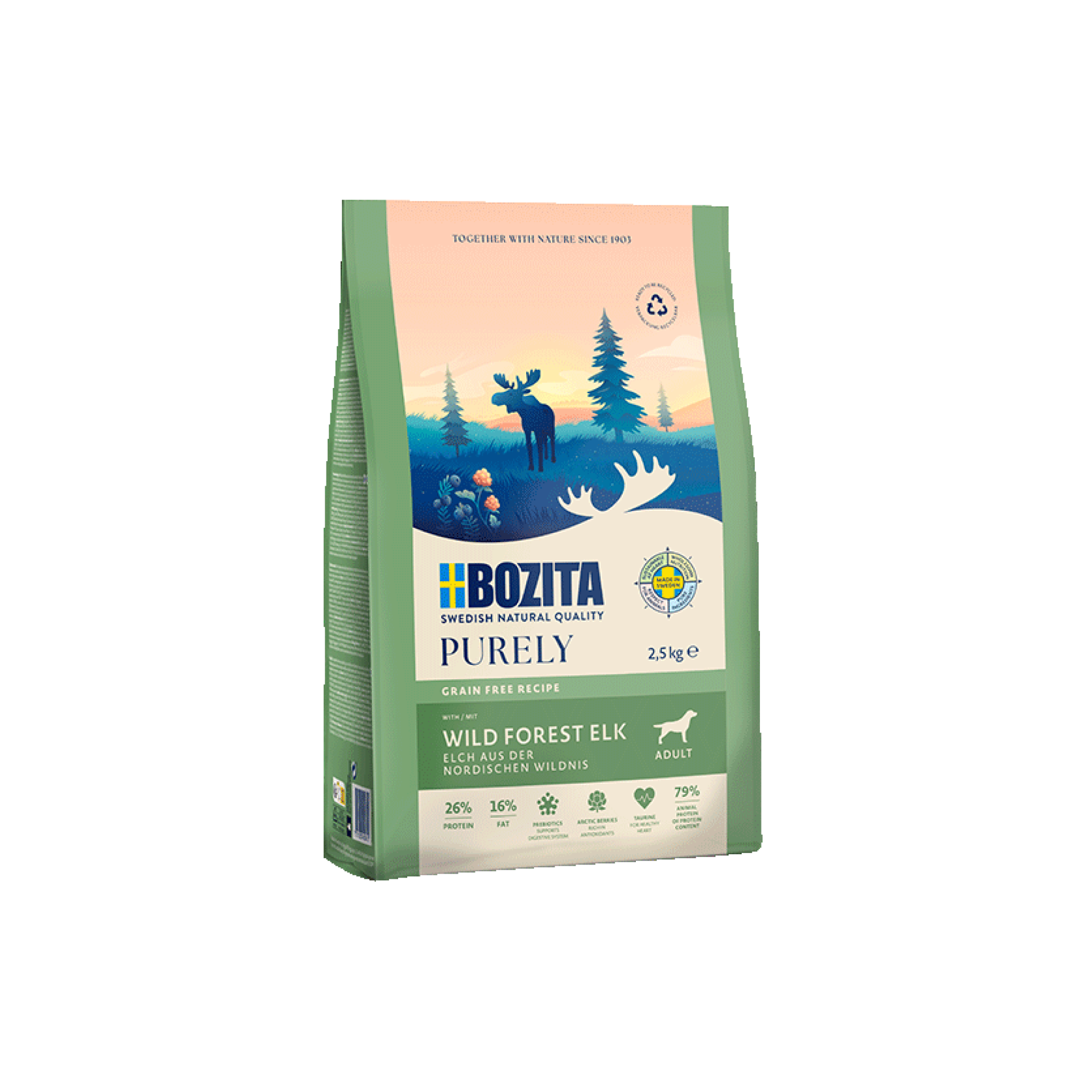 Bozita Purely Adult bezzbożowa karma z łosiem i kurczakiem 2,5kg 