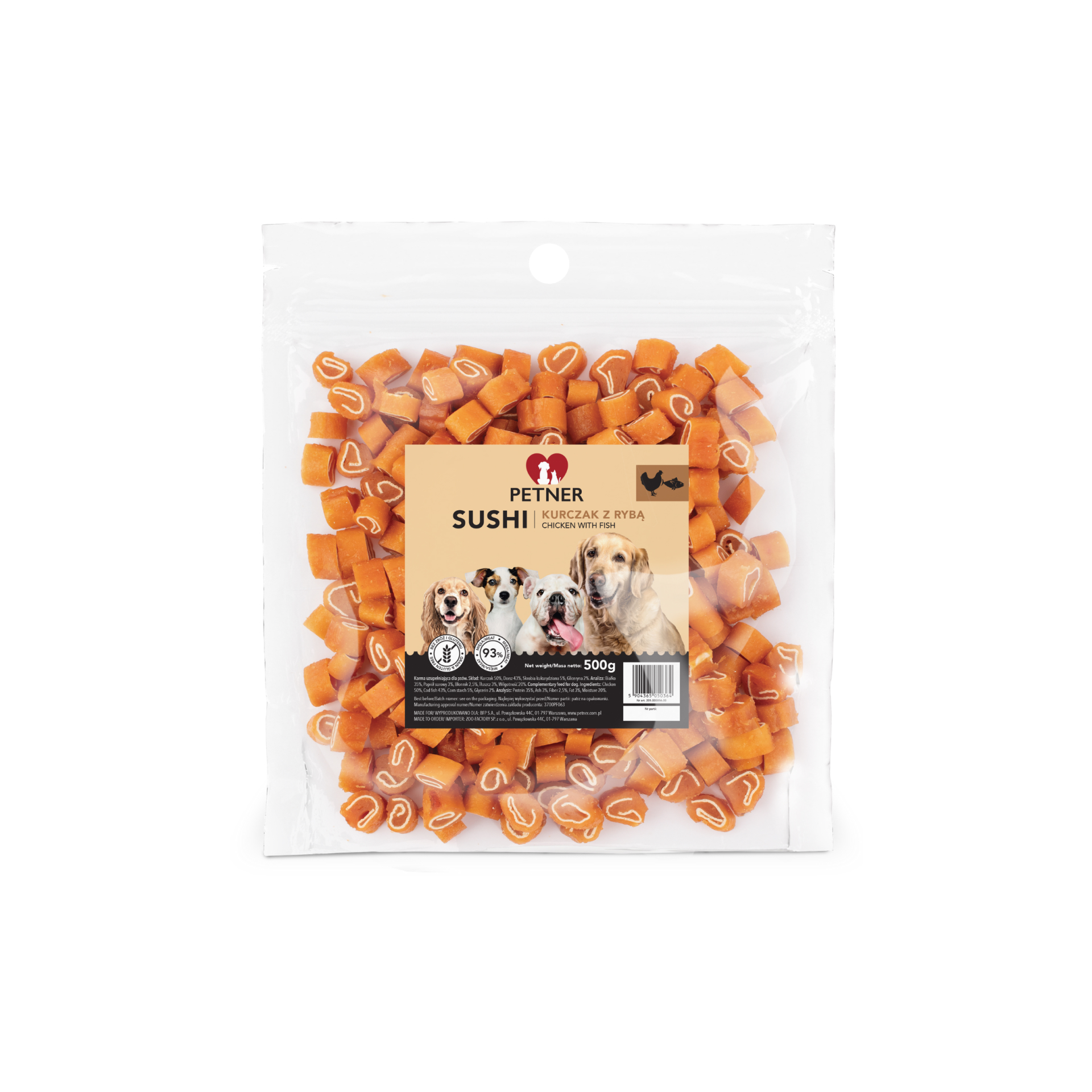 Petner sushi kurczak z rybą 500g