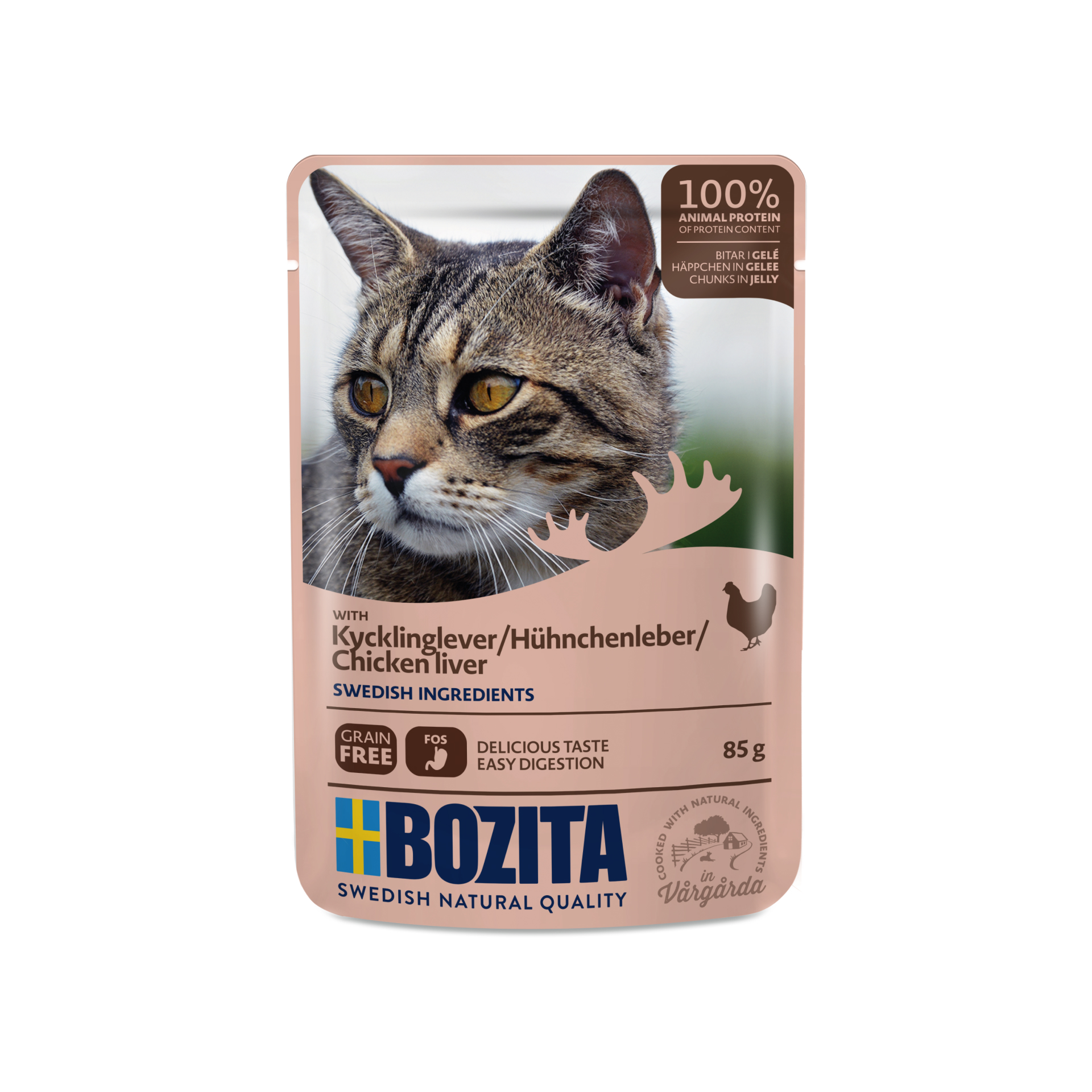 BOZITA kawałeczki mięsa w galaretce z wątróbką z kurczaka dla kota saszetka 85g