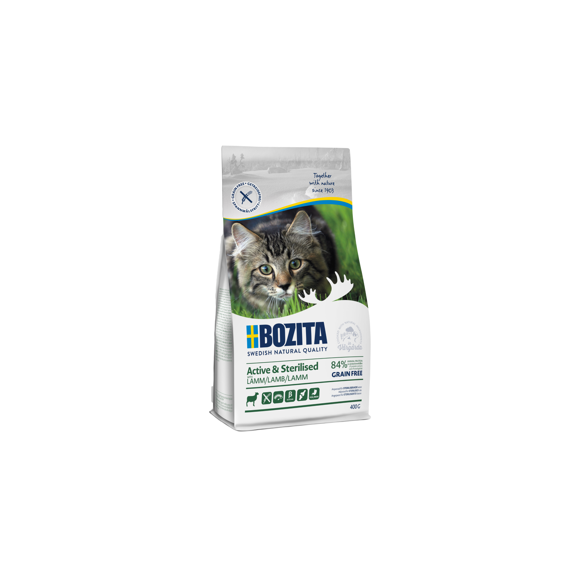 BOZITA Active & Sterilised Grain Free z jagnięciną 400g