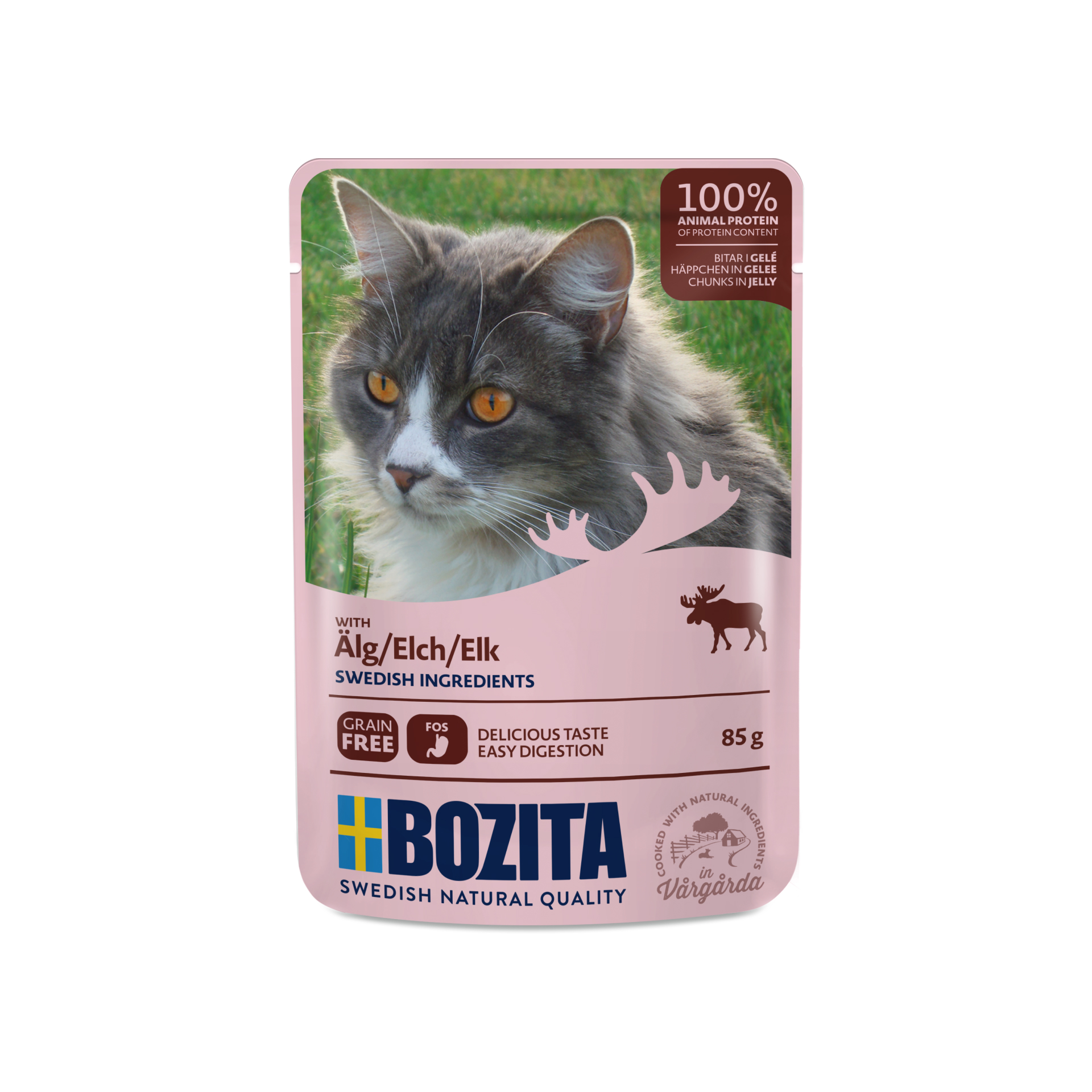 BOZITA kawałeczki mięsa w galaretce z łosiem dla kota saszetka 85g