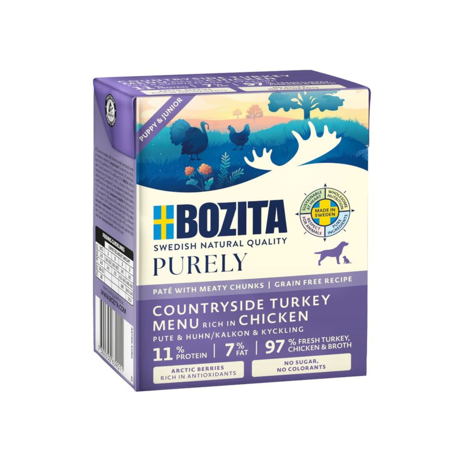 BOZITA Purely Paté Puppy/Junior pasztecik dla psa z indykiem i kurczakiem Tetra Recart 370g