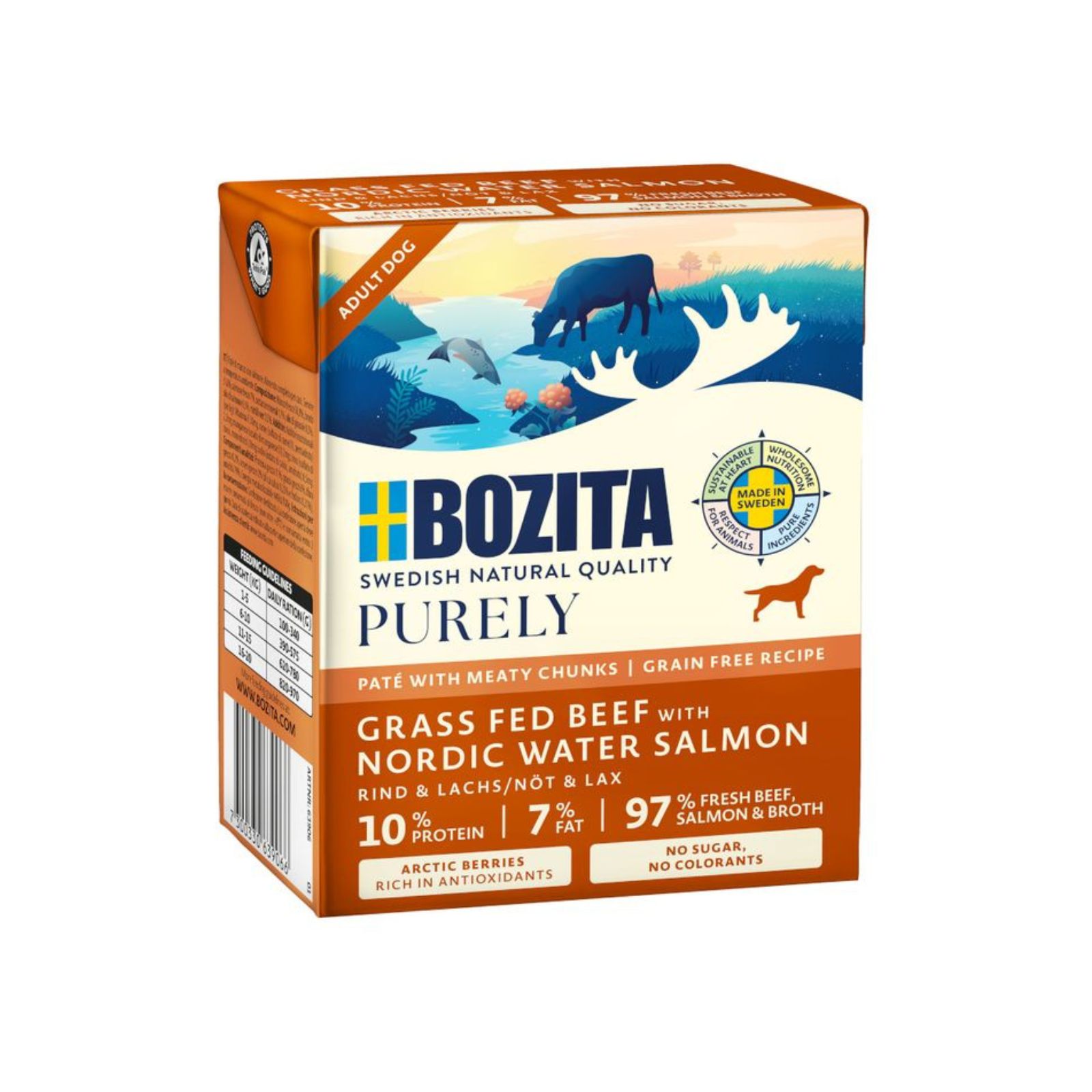 BOZITA Purely Paté pasztecik dla psa z wołowiną i łososiem Tetra Recart 370g