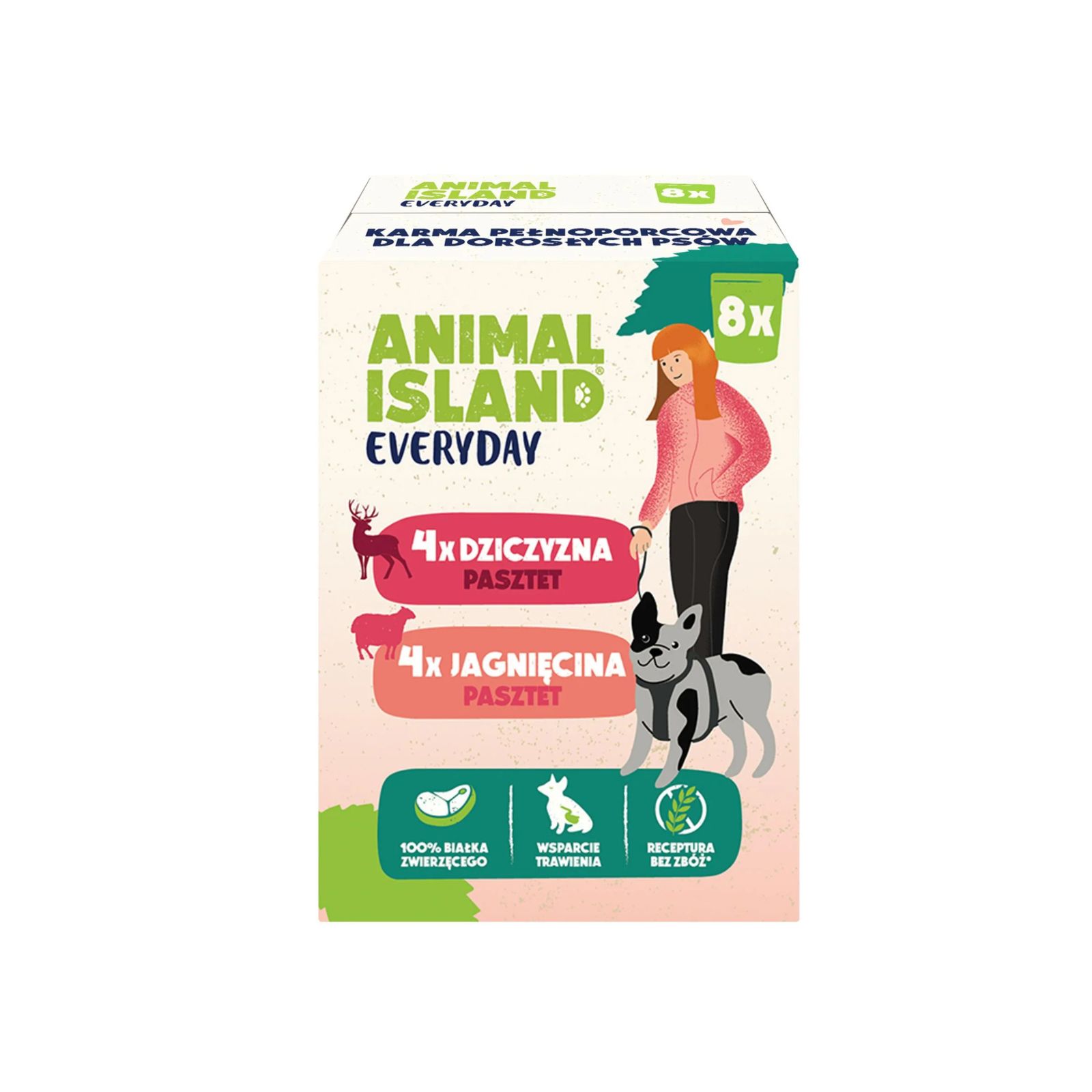 Animal Island Everyday Pate Zestaw pasztetów z dziczyzną (4x) i jagnięciną (4x) karma mokra dla psów małych ras 8x150g