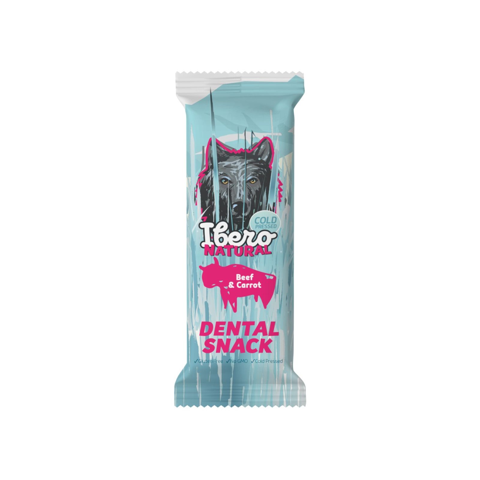 Ibero Cold Pressed Dental Snack Wołowina/Marchew przysmak dentystyczny dla psa S/M 3szt 70g
