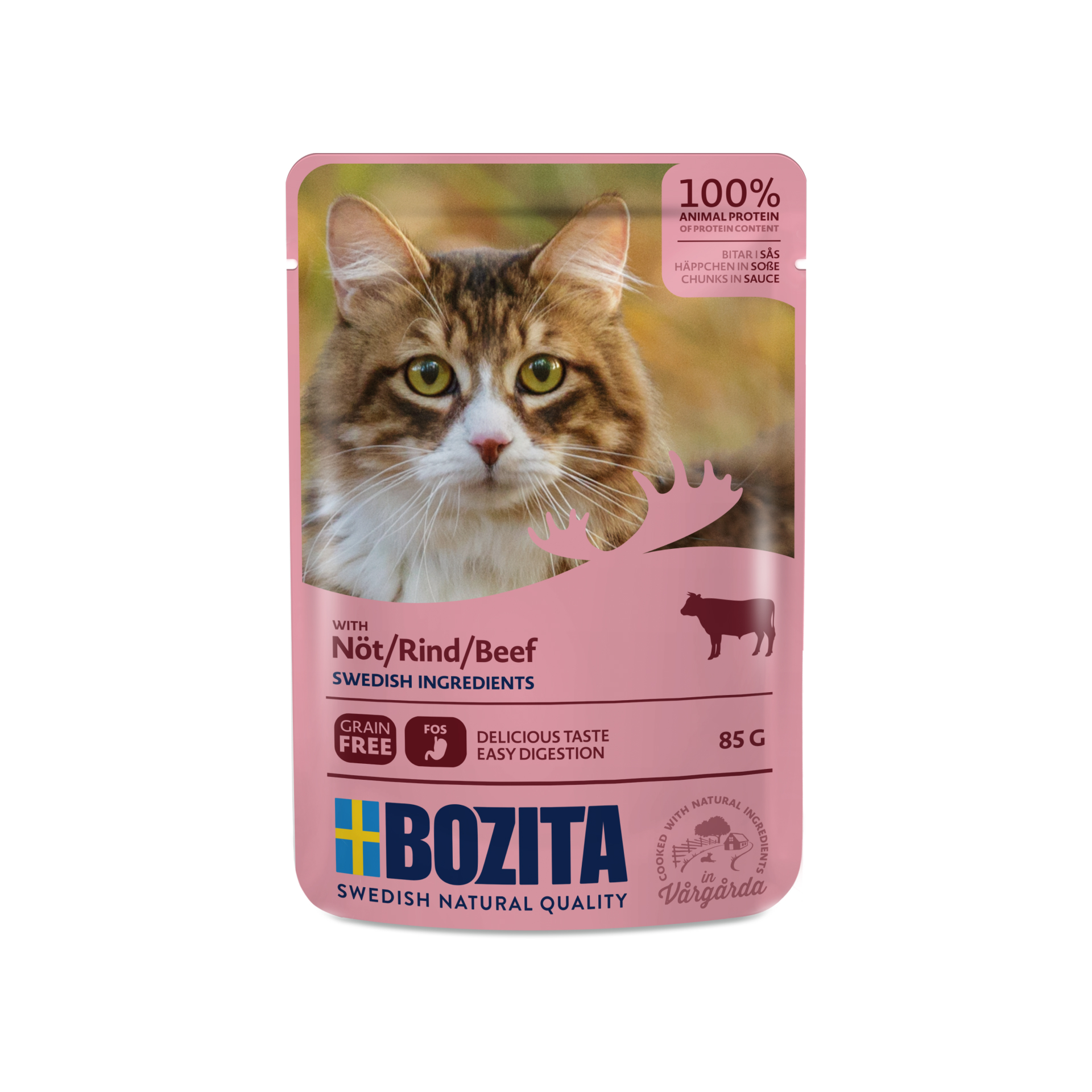 BOZITA kawałeczki mięsa w sosie z wołowiną dla kota saszetka 85g