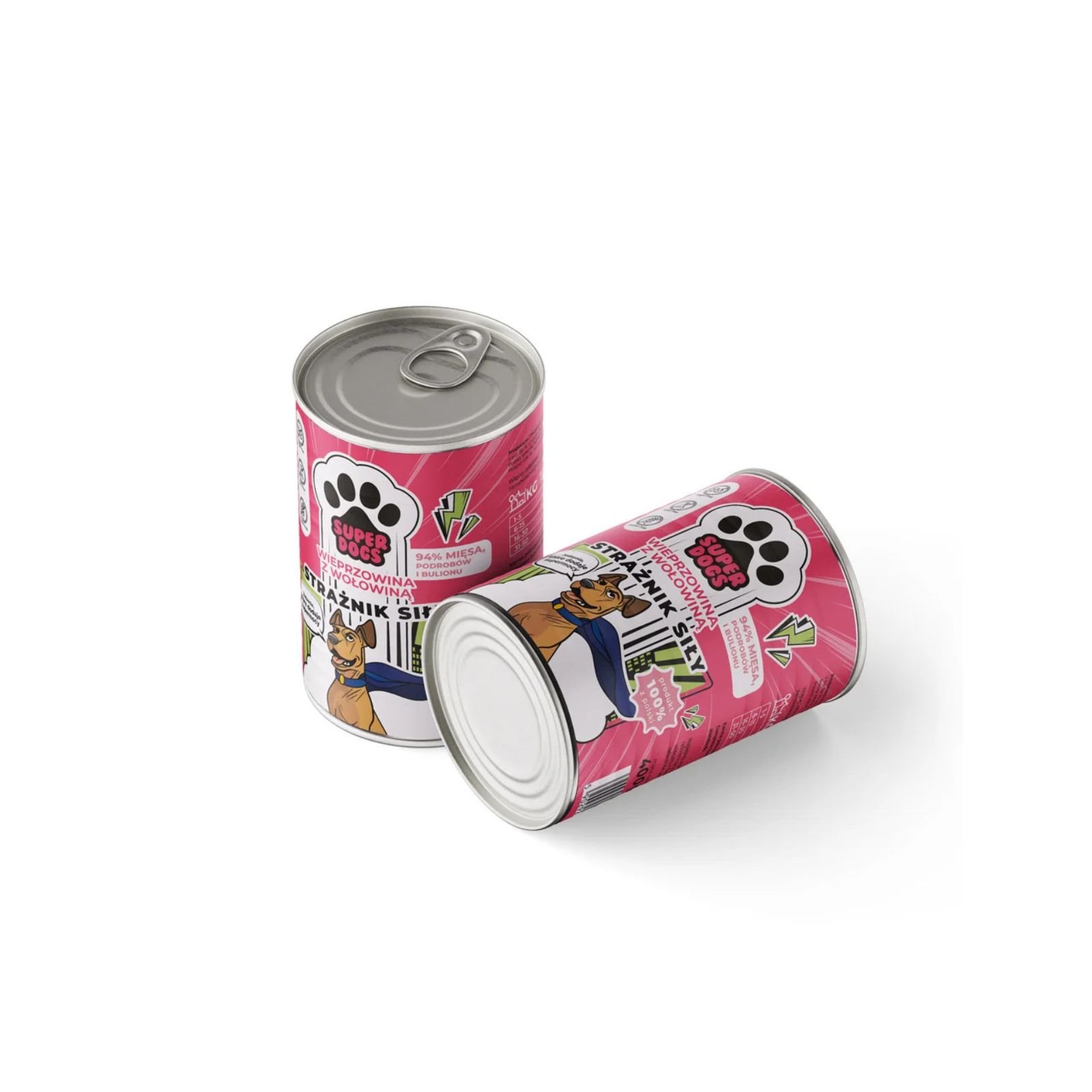 SUPERDOGS Karma mokra Strażnik Siły Wieprzowina z wołowiną 400g
