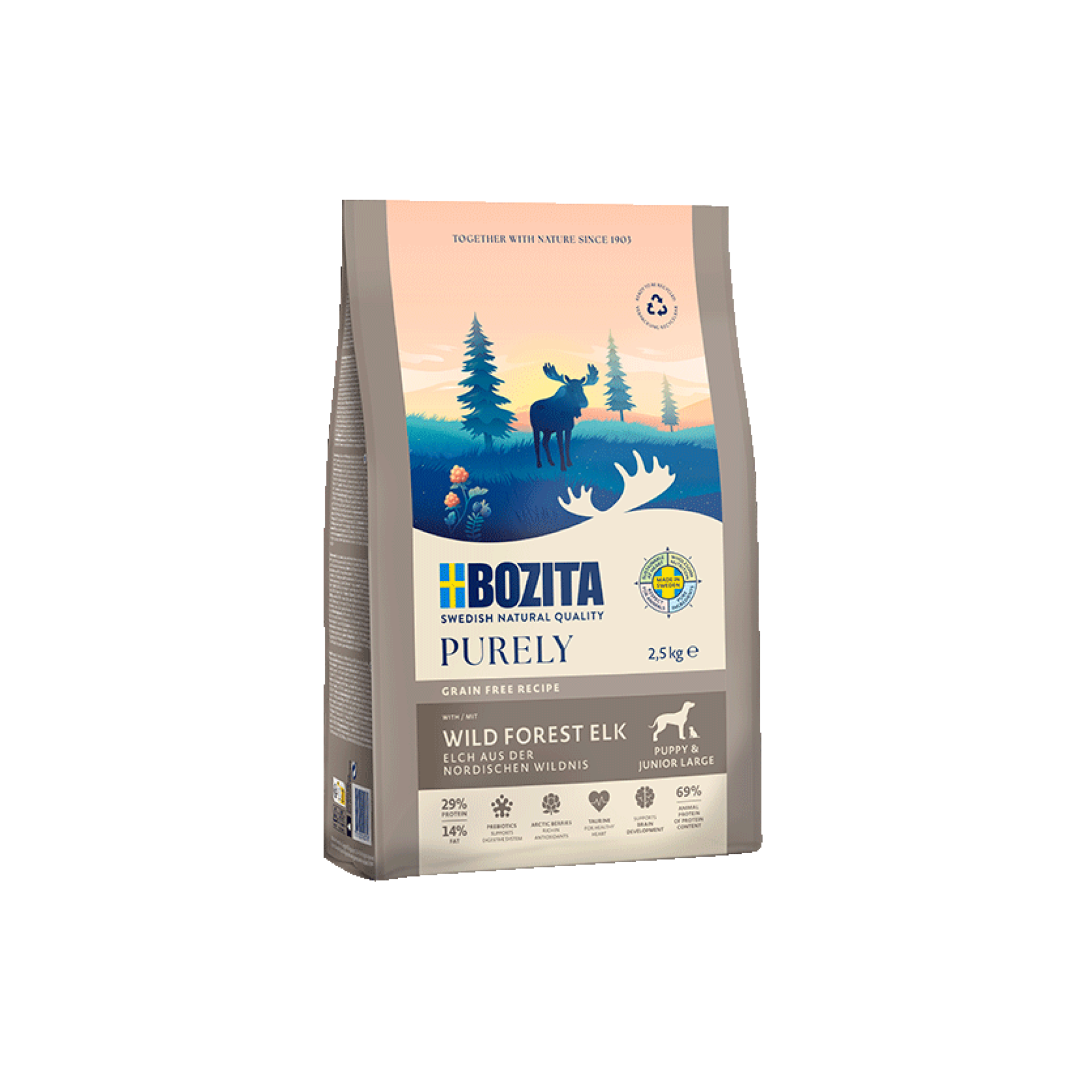 Bozita Purely Puppy & Junior Large bezzbożowa karma z łosiem i kurczakiem 2,5kg 