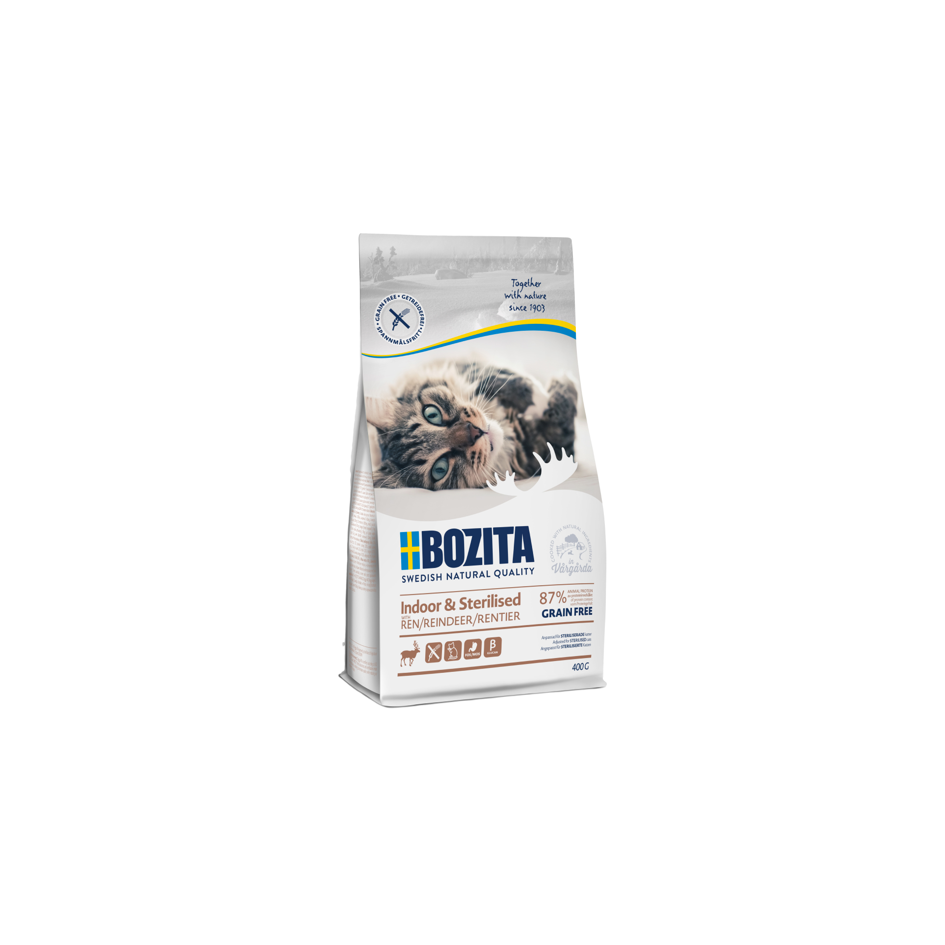 BOZITA Indoor & Sterilised Grain Free z reniferem 400g