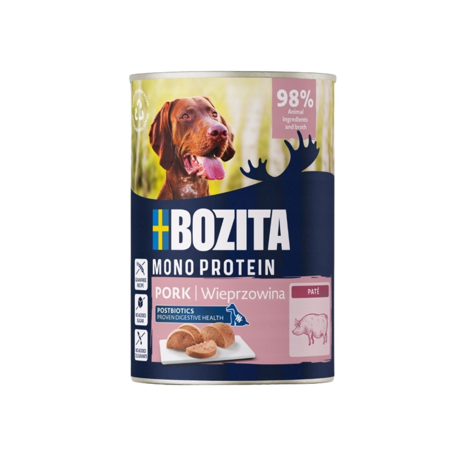 BOZITA Mono protein Pork Wieprzowina z postbiotykiem mokra karma monobiałkowa dla psów 400g