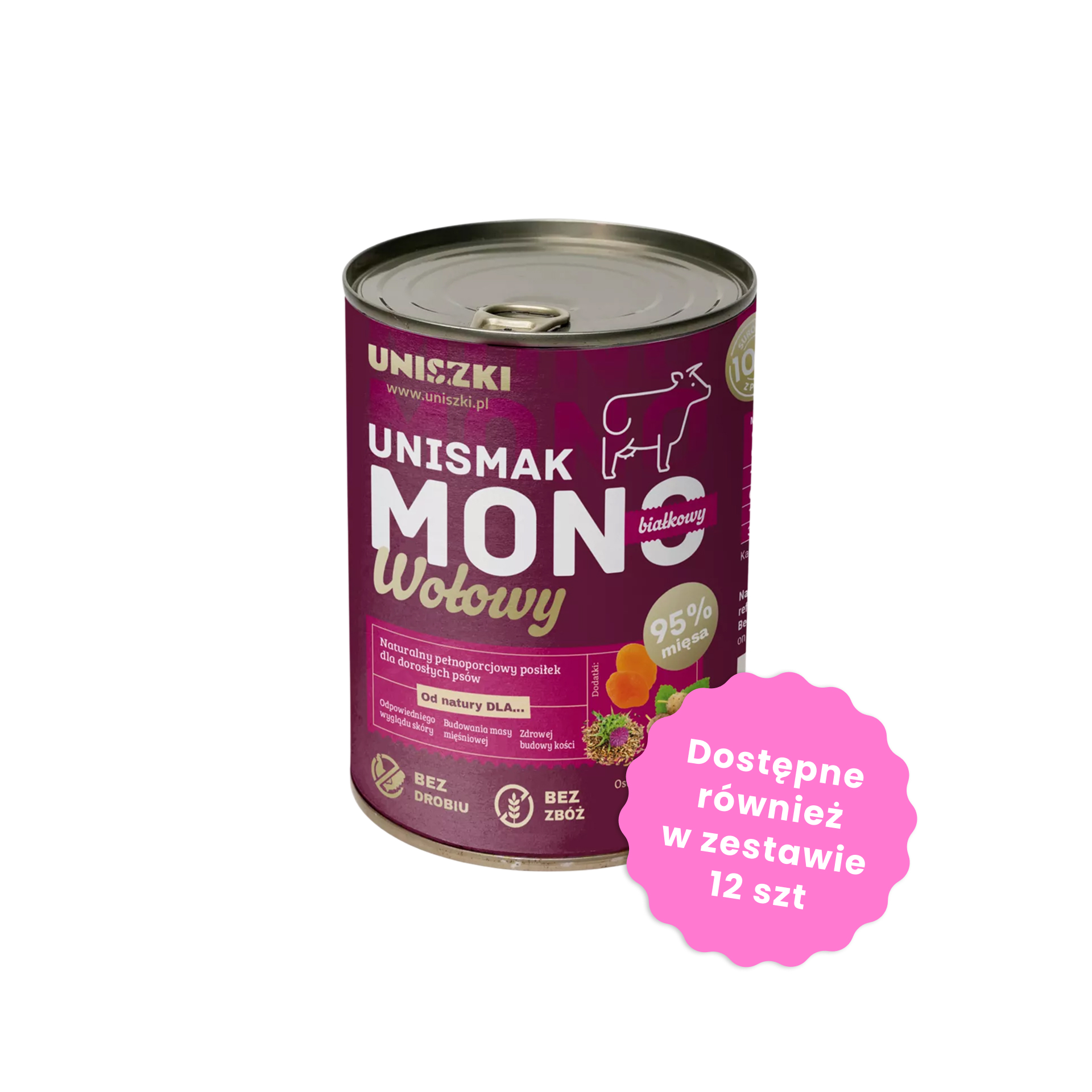 Uniszki UNISMAK Mono Wołowina monobiałkowa karma mokra dla psów 400g 
