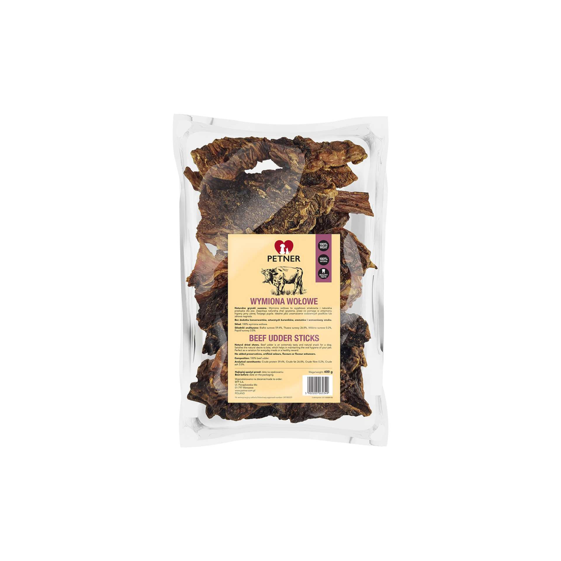 Petner wymiona wołowe przysmak dla psa 400g