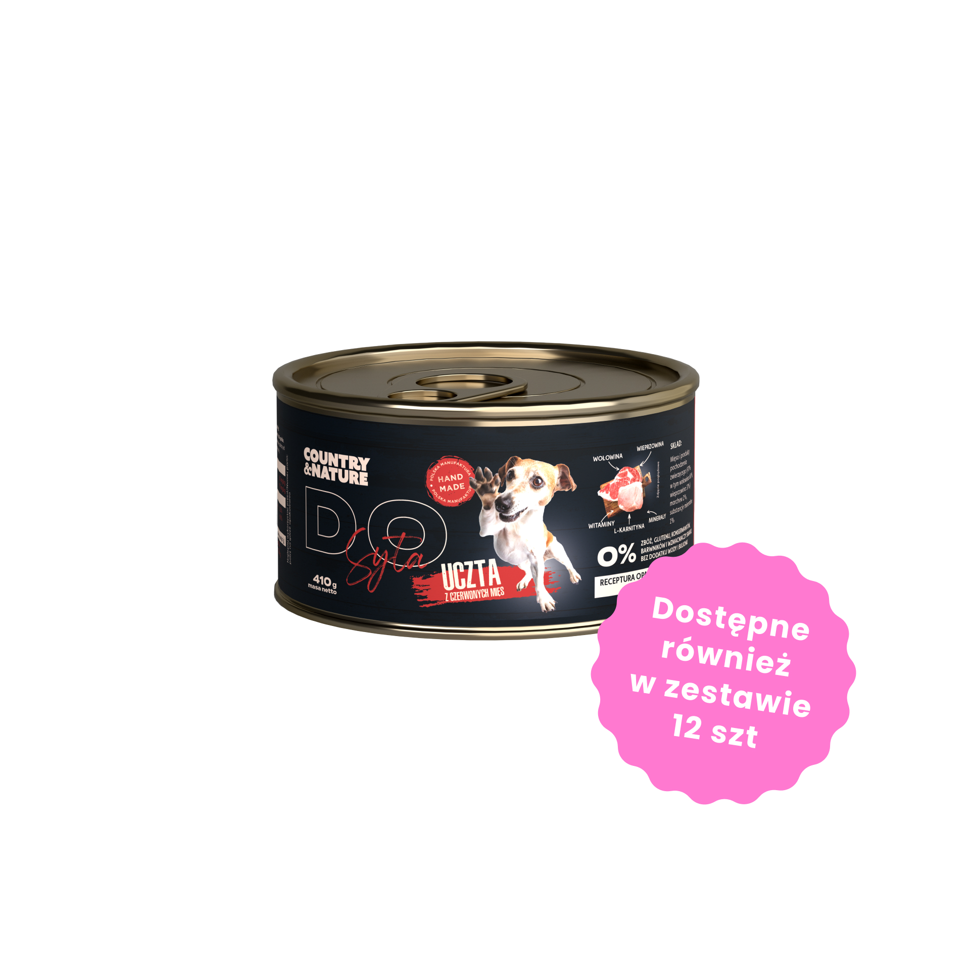 COUNTRY&NATURE Bezzbożowa mokra karma DO SYTA uczta z czerwonych mięs 410g