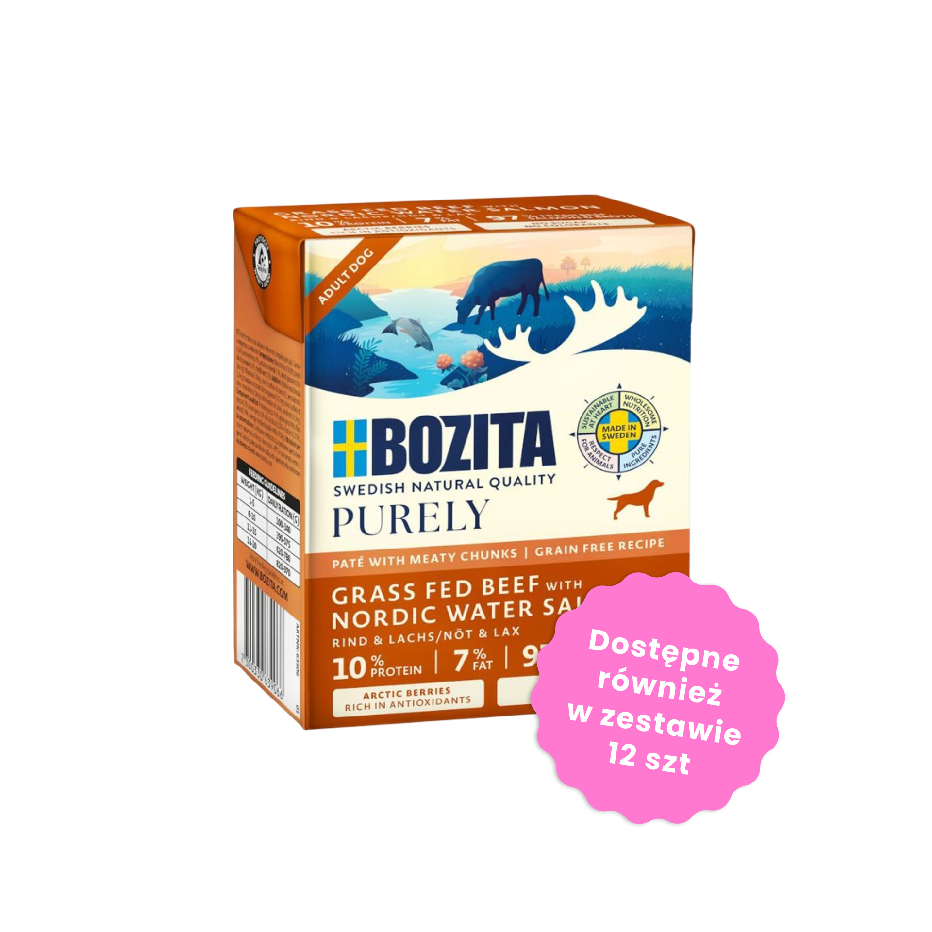 BOZITA Purely Paté pasztecik dla psa z wołowiną i łososiem Tetra Recart 370g