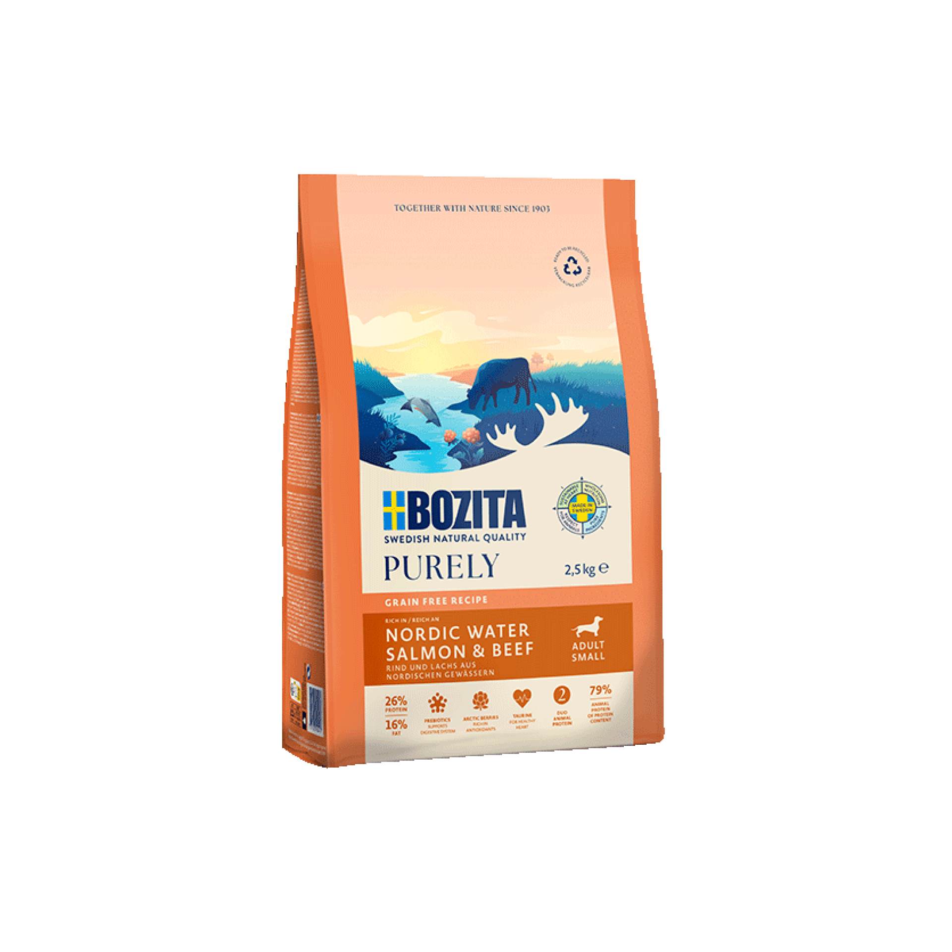Bozita Purely Adult Small bezzbożowa karma z łososiem i wołowiną 2,5kg