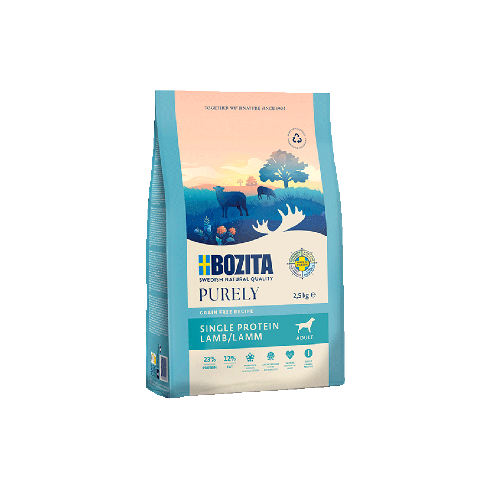 Bozita Purely Adult lamb bezzbożowa karma dla psa z jagnięciną 2,5kg Single Protein lamb