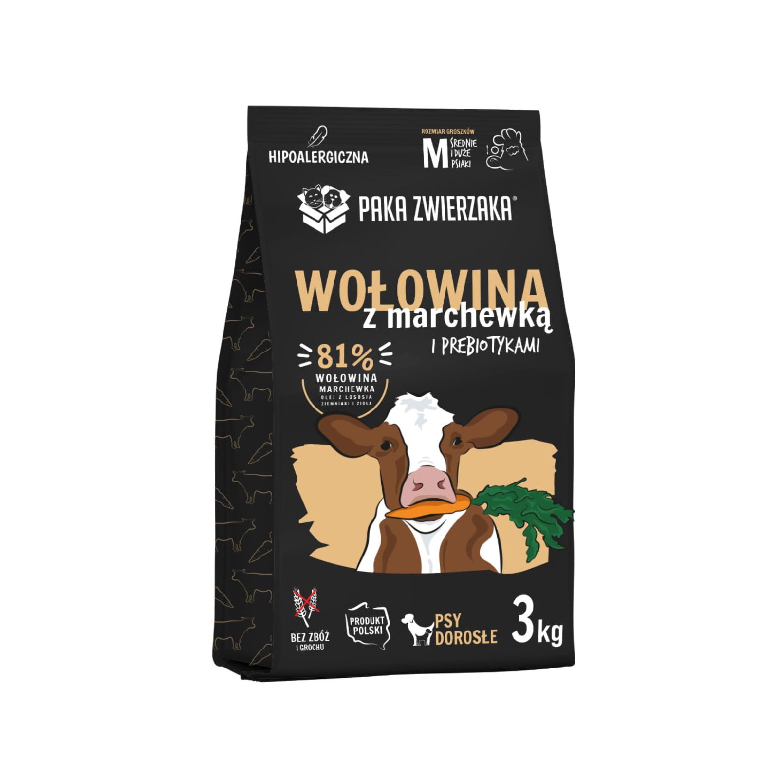 PAKA ZWIERZAKA sucha karma Seven’th Heaven Wołowina z marchewką dla średnich i dużych ras 3kg